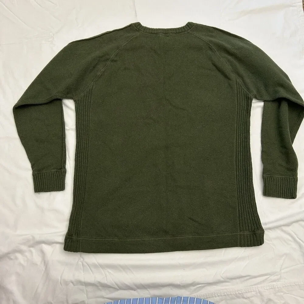The North Face Crewneck Sweater Green Men’s L Cotton Hiking Camping Casual Nice!
